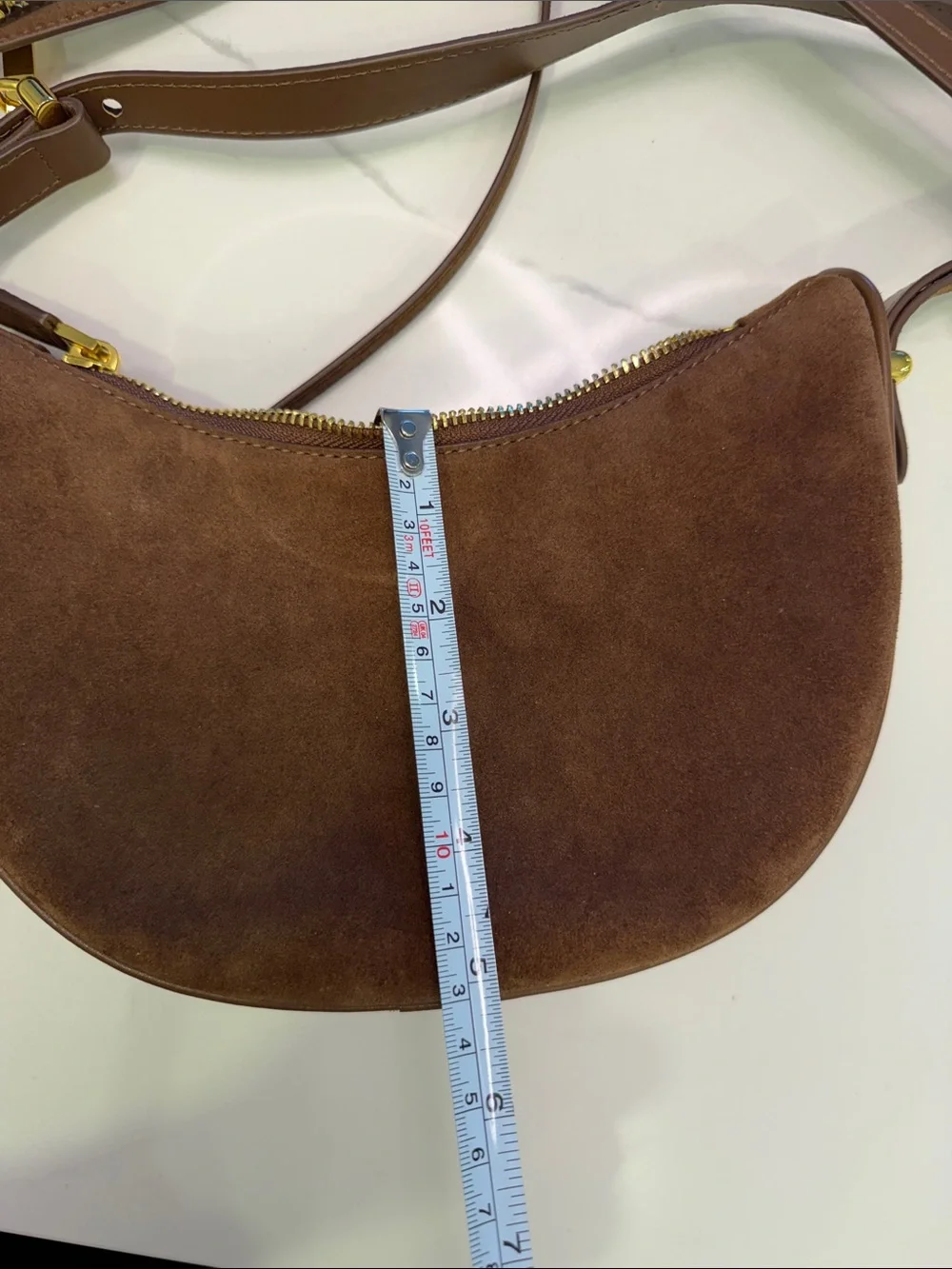 Arque Brown Suede Shoulder/Crossbody Bag with Tassel Charm